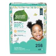 Seventh Generation Free & Clear Baby Wipes, Refill, Unscented, White, 256/PK, PK3 SEV 34219CT